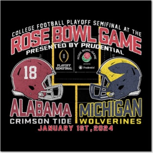 Michigan Vs. Alabama 2024 Rose Bowl Posters and Art